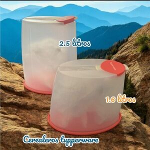 Tupperware Cereal Containers with Pink Lids